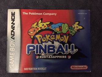 Pokemon Pinball Ruby and Sapphire Instruction Booklet *No Game*