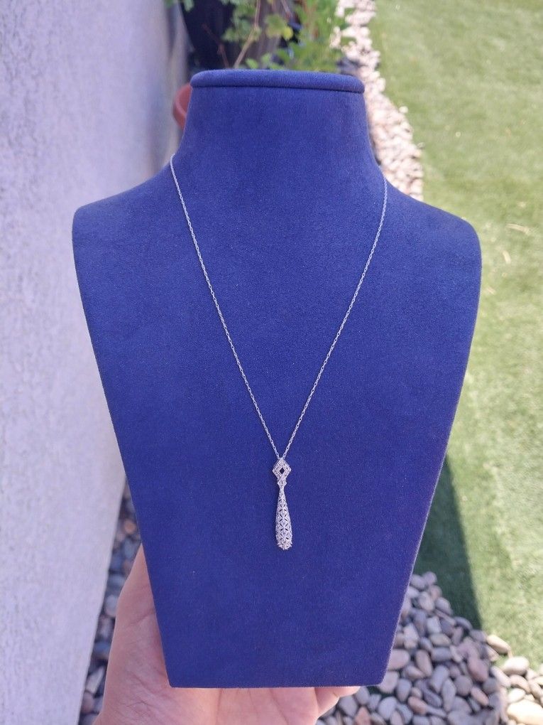 White Gold Diamond Necklace 💎 ✨️ Wedding 