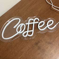 White Neon Coffee Sign