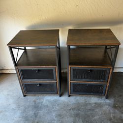 Industrial Style Nightstand Set 