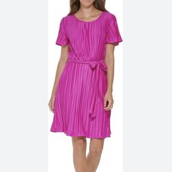 Brand New Woman’s DKNY Pink Jersey Pleated Cocktail Dress Up For Sale 