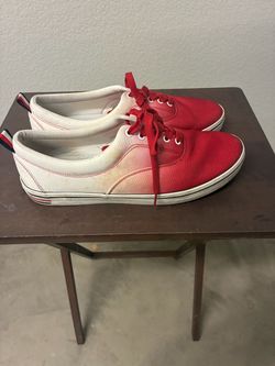 Tommy Hilfiger Red and White Canvas Sneakers