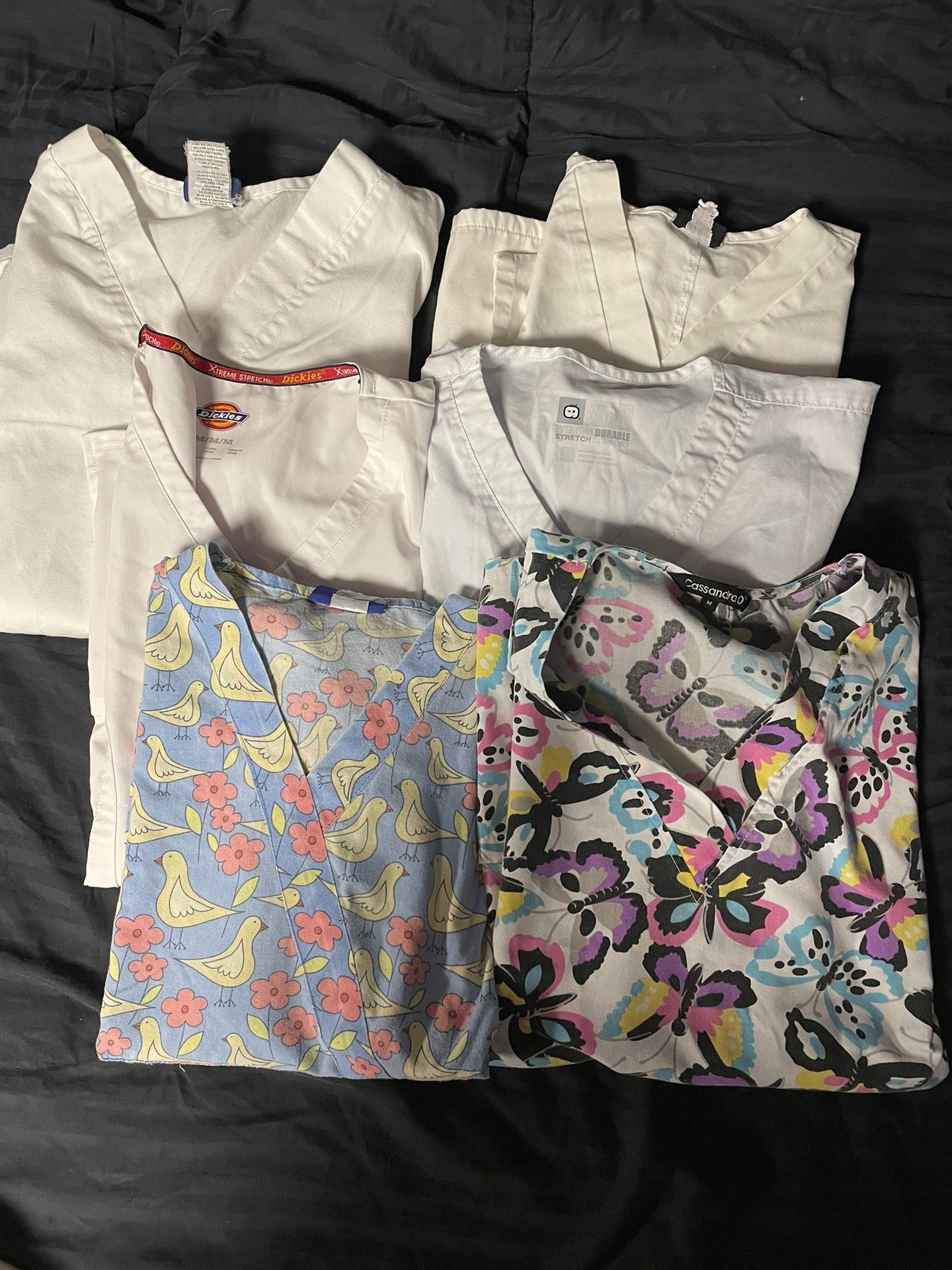 Ladies Small Medium Scrub Top Tops Shirts Shirt White Cherokee Dickies Etc