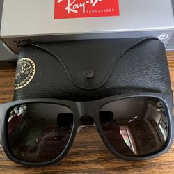 Ray Ban Justin’s Black Frame w/ Polarized Light Grey Gradient Lenses