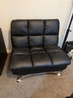 Black leather sofa