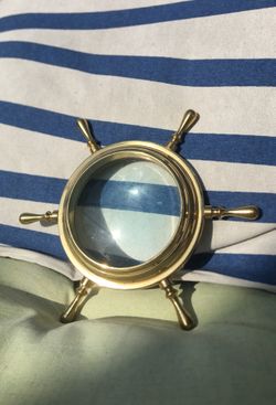 Vintage ship wheel nautical magnifying glass