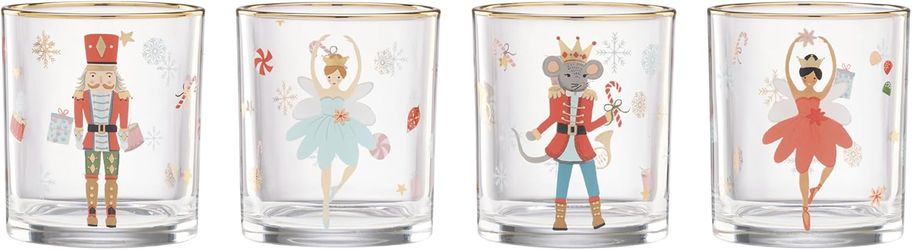 4 Nutcracker Christmas glasses