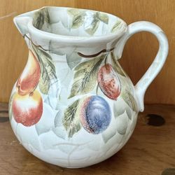 Tabletops Lifestyles Ceramic Mixed Fruits 8.25” Hand Crafted 80 oz Pitcher