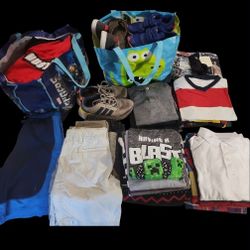 Giant Lot of Boys Clothes, Shoes & Books 