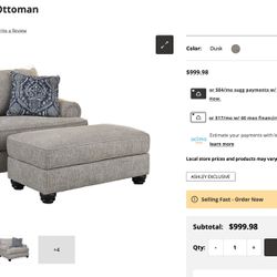 $200 Discount - Oversized Loveseat and Ottoman Set - Transitional Elegance - $799