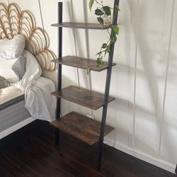 Used 4-Tier Ladder Shelf - Bookshelf Storage Display - Wood Grain