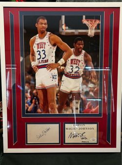 Kareem Abdul-Jabbar & Magic Johnson signed frame, Lakers