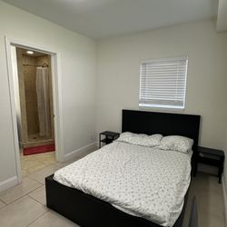 bed, chest of drawers, bedside tables 2