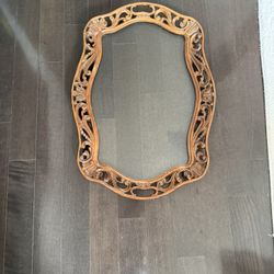 Vintage Glass Oak Framed Butlers Table Top 