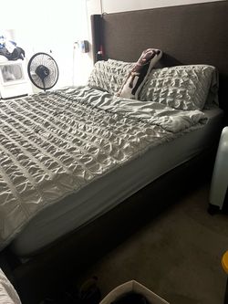 Cal king mattress , bed frame