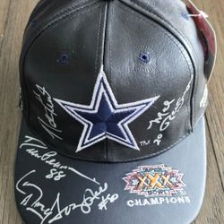 DALLAS COWBOYS Signed Leather Championship Hat Newton PEARSON Renfro HILL Brown
