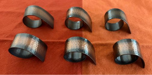 Pier 1 Imports Hammered Metal Napkin Rings (Set of 6) - Excellent Condition