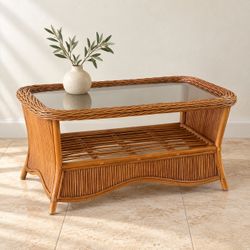 Vintage Rattan Coffee Table – Boho Coastal Style