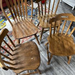 Four Sturdy Wooden Chairs 