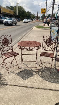 Metal Vintage Folding Ornate 3pc Bistro Set