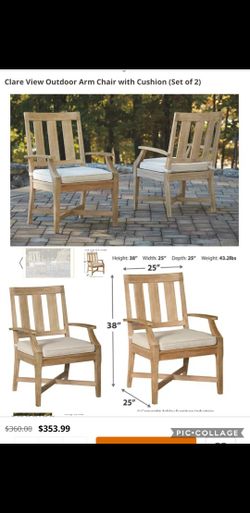 New 2 Outdoor Arm Chairs With Cushions 