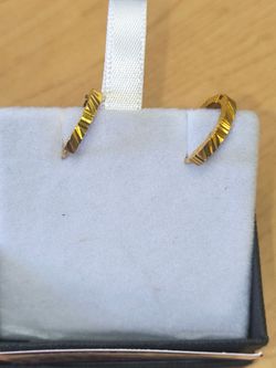 Gold Hoop Earrings with Diamond-Cut Texture