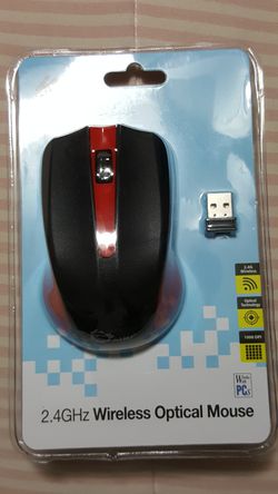 Wireless Optical Mouse, 2.4ghz, Black & Red color