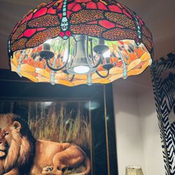 Stained Glass Dragonfly Lamp