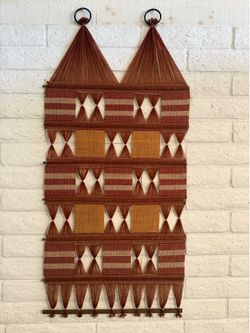 Vintage MCM BOHO Woven macrame textile wall hanging