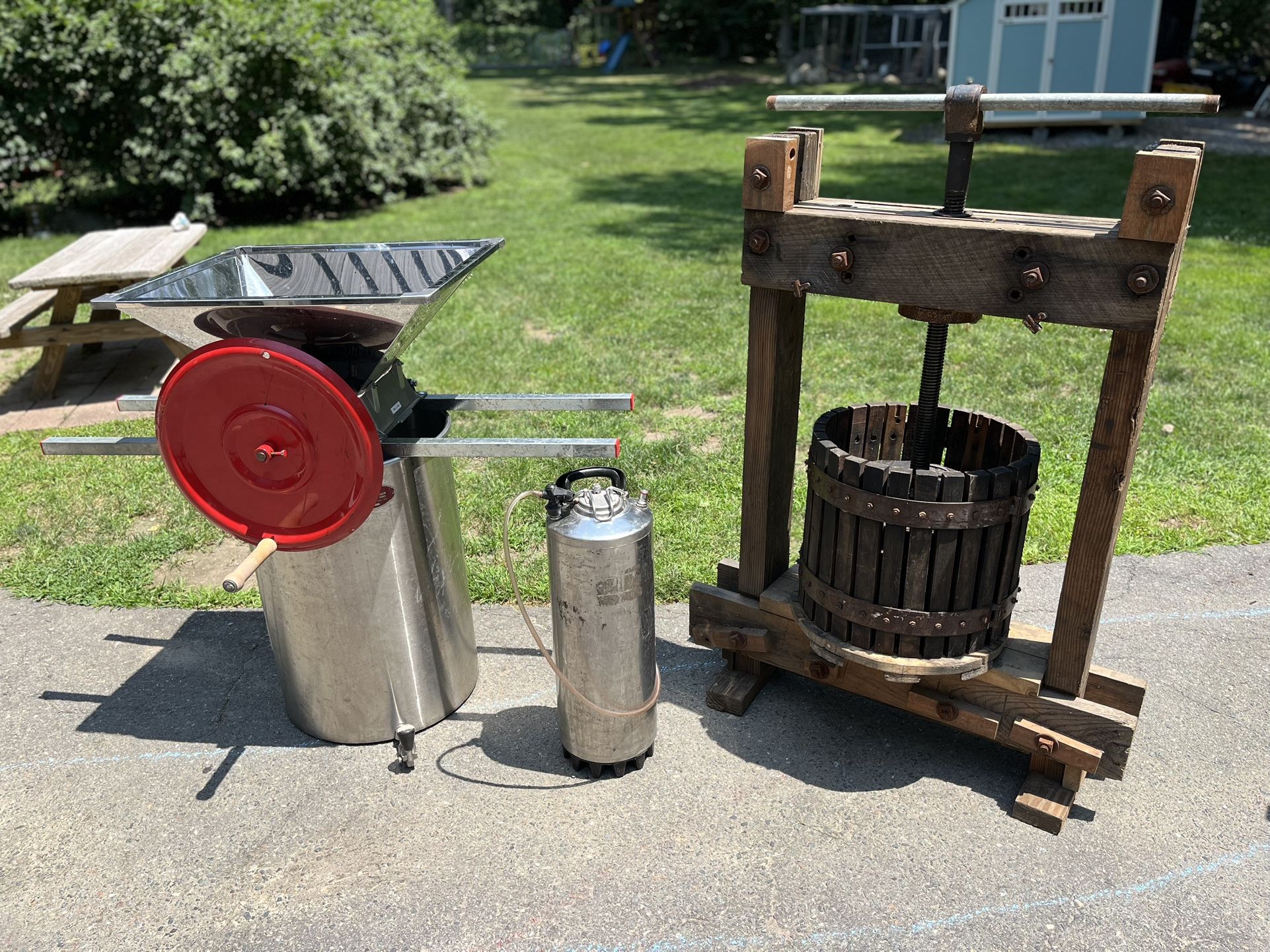 Wine Making Press, Grape Crusher, Fermentor And Keg