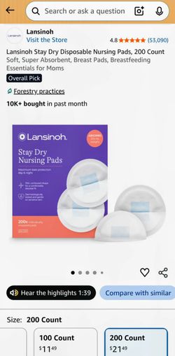 Lamsinoh Disposable Nursing Pads 240 ct