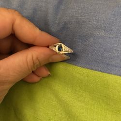 Real 925 Sterling Silver Blue Sapphire Wedding Ring Size 9