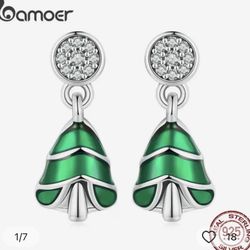 Bamoer 925 Sterling Silver Christmas Tree  Stud Earrings [EAR95]