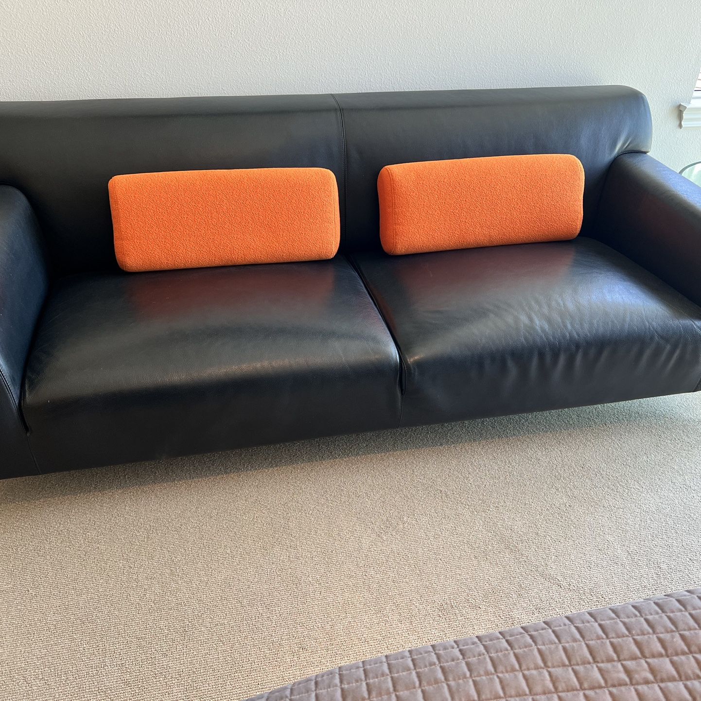 ARKETIPO Modern Italian Black Leather Couch