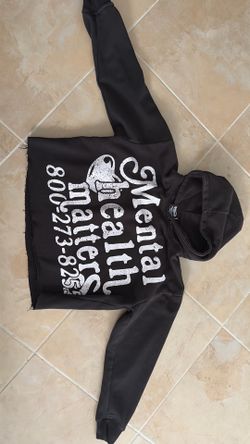 Black “Mental Health Matters” Cropped Hoodie – Size (S)