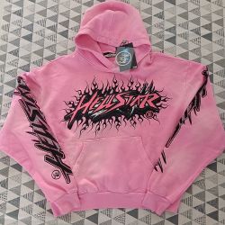 Hellstar Pink Cotton Long Sleeve Hoodies Sweatshirts
