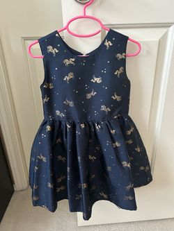 Btween Girl Size 5T Dress Blue Gold Unicorn