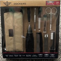 Dockers Stainless Steel 10 Piece Manicure Set w/ Utility Bag - NEW IN BOX - Great Gift Idea! 