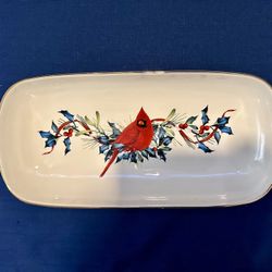 Lenox Winter Greetings Bread Tray Cardinal Bird