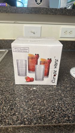 Europe Ware Cut Highball Glasses Set of 4