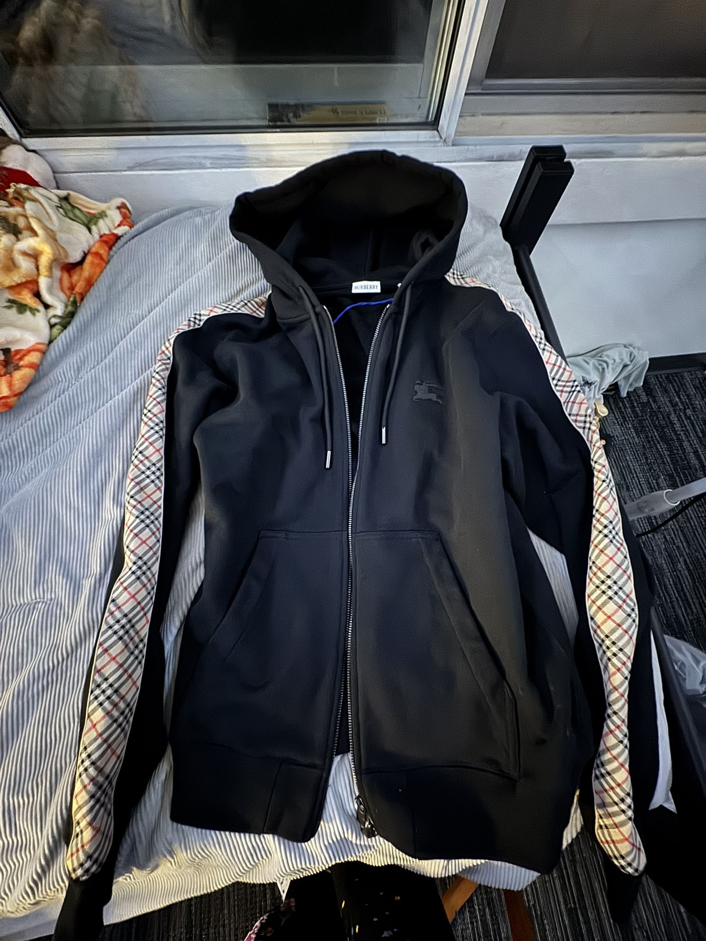 Burberry Black Scott Zip Front Hoodie