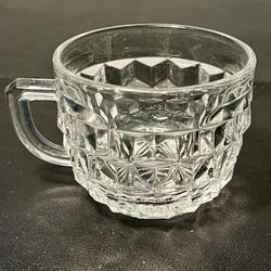 Fostoria 1960s American Clear Crystal Glass Cubist Punch Set Orphan Cup, 3x2.5”