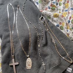 92.5 Silver Selling All As A Whole 26” Inch Chains, The Cross Has 3cttw Of Natural Diamonds, Dragon Chain Is 999  Silver 