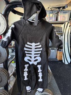 Baby Skeleton Halloween Costume Hooded Romper