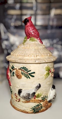 Vintage Ceramic Cardinal Bird Cookie Jar