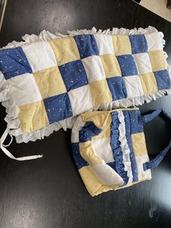 Baby stroller cushion and matching diaper bag. Custom made. Washable.