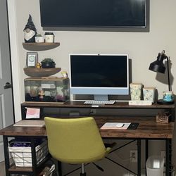 Desk And Green Chair