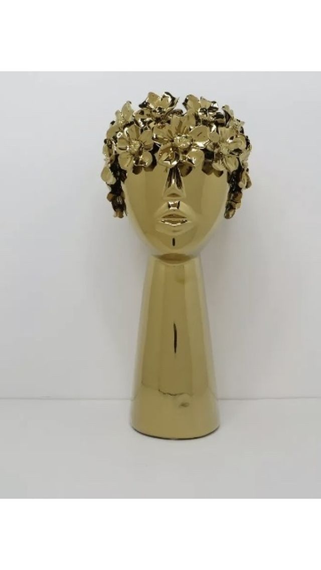 Gold 12 inch Arrangements Ceramic Glass Art Decoration Flower Head Sundries Vase