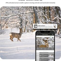 Cellular Trail Camera Built-in 4G LTE SIM Card with 32GB, Live Streaming Cellular Game Camera 3rd Generation Solar Trail Camera 0.2s Trigger Time No W