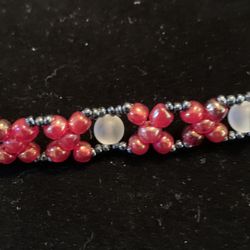 Red Choker Style Beaded Necklace 